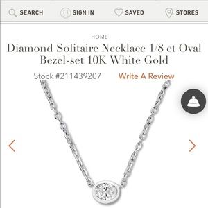 Diamond Necklace 1/8 ct Oval Bezel 10K White Gold